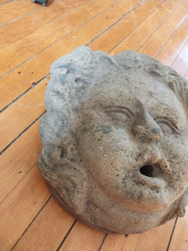 Antique Handcarved Stone ? Face Fountain Chicago Spitter 16" - Picture 2 of 8