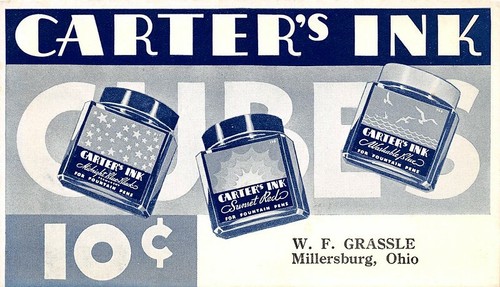 Carter's Ink 10c W F Grassle Millersburg Ohio Small Advtg Blotter 7" by 3 1/2"