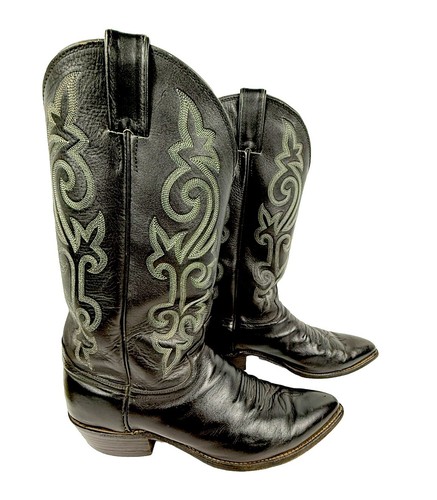 Stivali western cowboy Justin uomo Buck 13" pelle nera 1408 taglia 10,5D - Foto 4 di 10