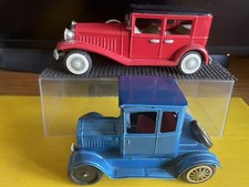 MADE IN JAPAN LOT 2 PRESSED METAL CARS USED 6.5  -7.5  LONG FRICTION MOTORS RARE