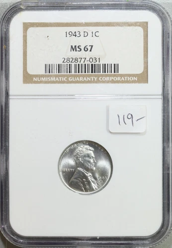 1943-D Lincoln Steel Cent NGC MS67 #7-031