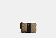 COACH CJ792 - Signature Coated Zip Top Wristlet NWT