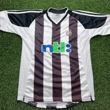 New Castle United Soccer Jersey Mens XL NTL Black White Stripe Futbol