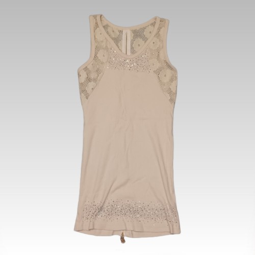 TU Bodycon Tank Mini Dress Womens Small Nude Beige Party Beaded Embellished Y2K - 第 1/6 張圖片