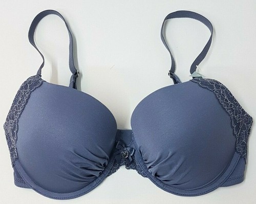 Ex Boux Avenue Women's Naomi Plunge Bra Ivory/Navy/Grey Mix or Thong (V12) - Picture 13 of 21