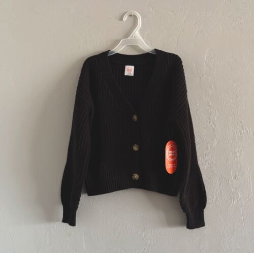 Wonder Nation Girls Black Cardigan Sweater Size Small 6-6X New With Tags