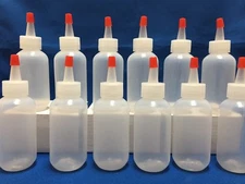 12 pack of 8oz (240mL) Plastic Boston Round Squeeze Bottles + Yorker Caps LDPE