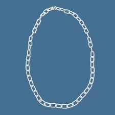 Vtg 80s White Plastic Chain Necklace For Clip Bell Charms Replacement Toy 24"
