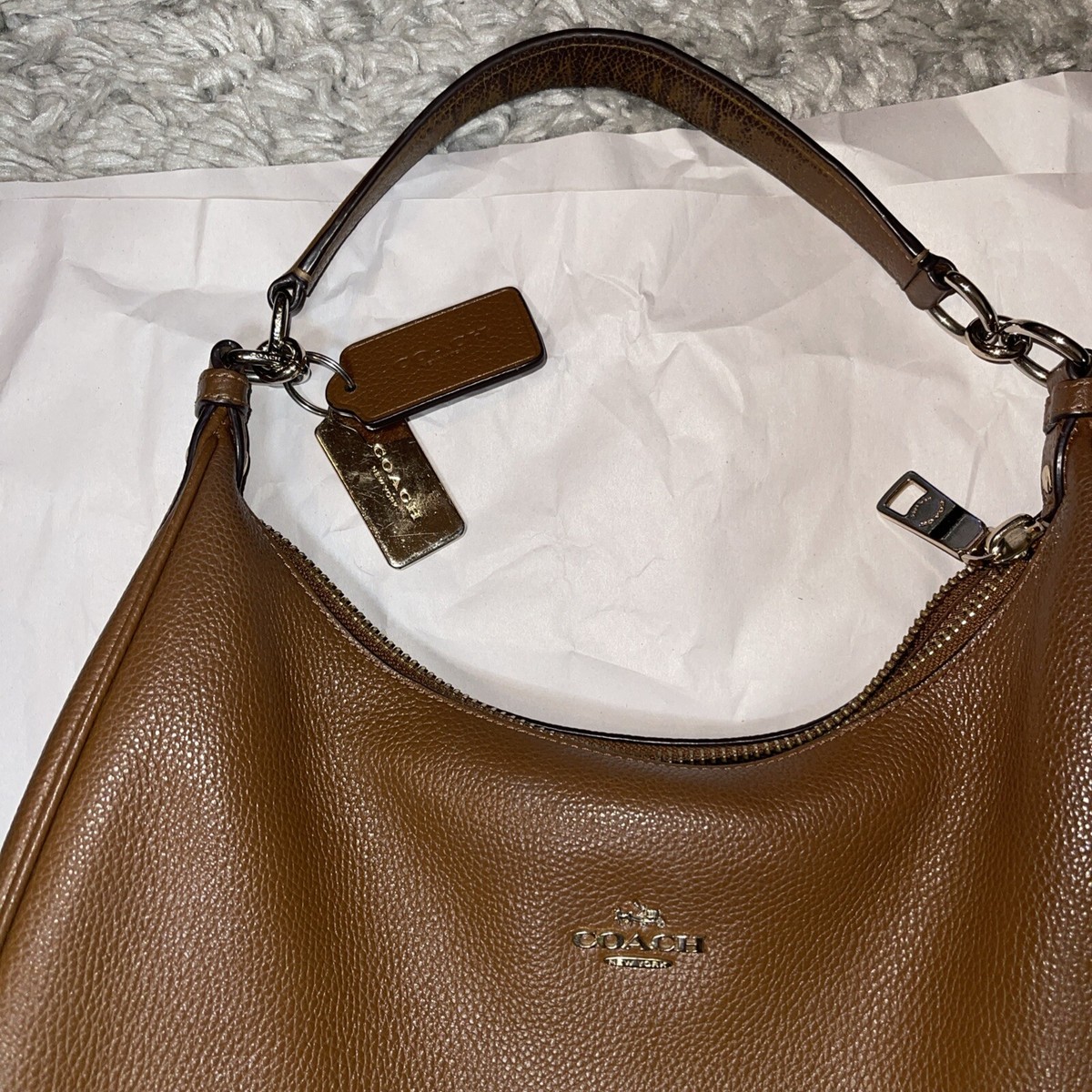 Coach Brown Harley Pebble Leather Hobo Shoulder Bag F38259 | eBay