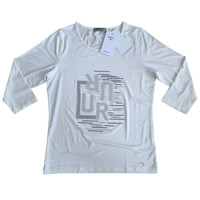 Uta Raasch Damen Shirt Gr 38 Strassdetails 3/4 Arm Weiß Rundhals Neu