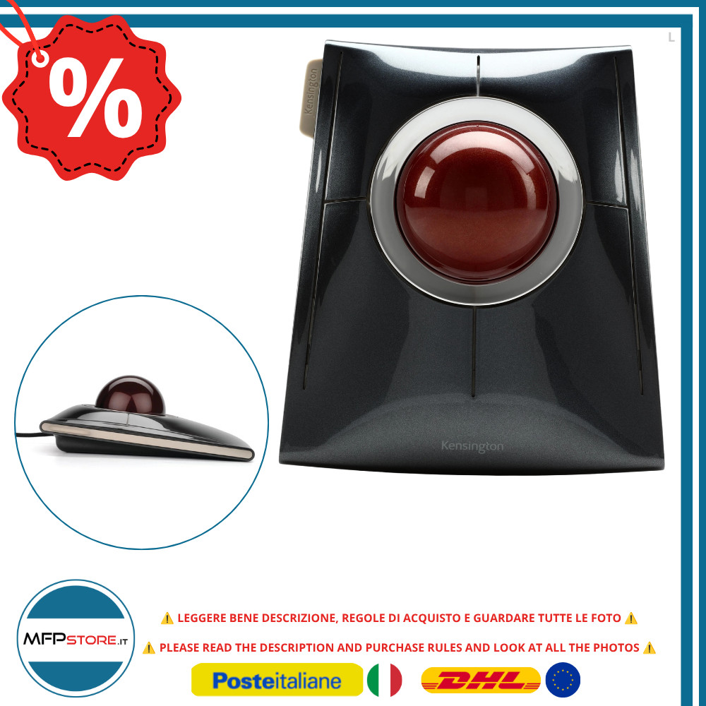 Souris Professionnelle Kensington SlimBlade Trackball Câblée USB Rouge K72327WW