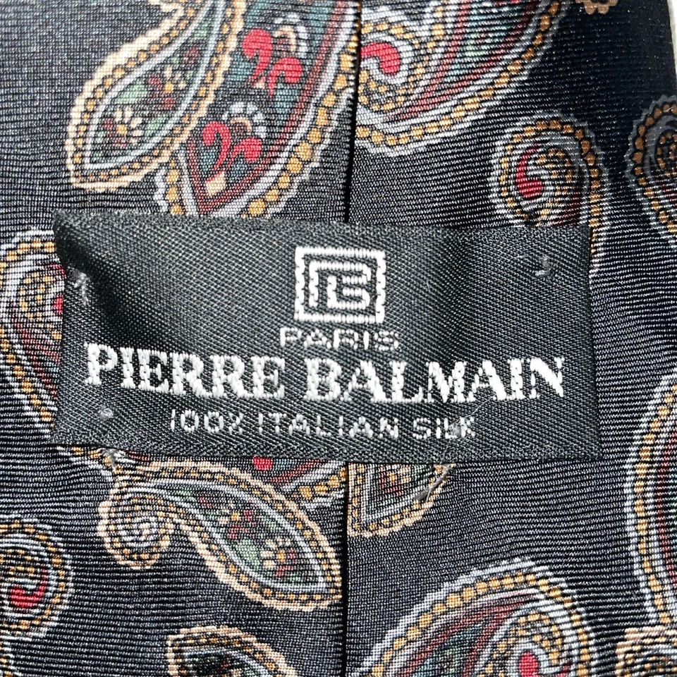 Vestido Pierre Balmain Masculino Gravata Tamanho 55” 3.5” Preto Paisley Business Formal City - Imagem 2 de 4