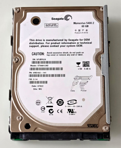 Playstation 3 CECHC04 Festplatte 60GB Seagate SATA III 2,5 Zoll 5400RPM  PS3