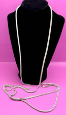 Signed Napier Silver Tone Wheat Link Chain 60" Necklace Vintage
