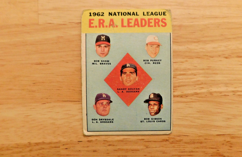 1963 Topps #5 ERA Leaders Koufax/Gibson/Drysdale.