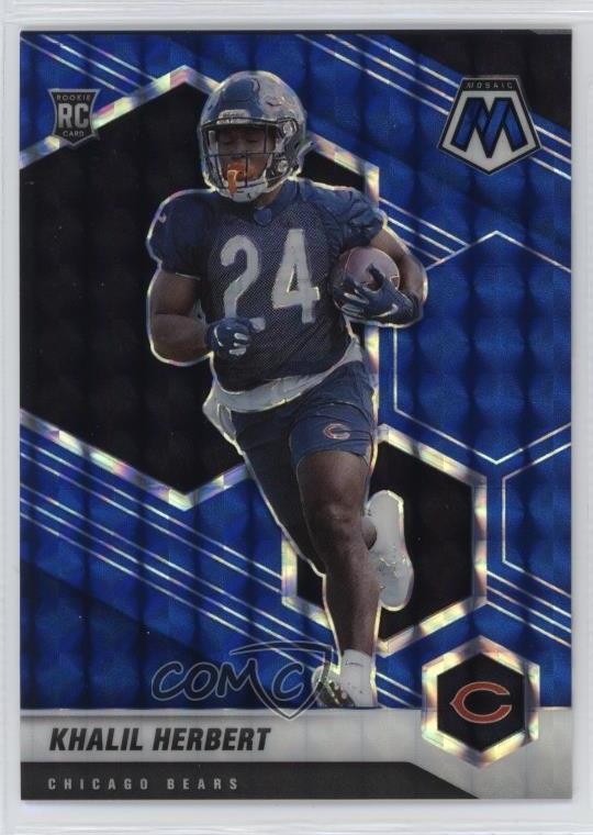 2021 Panini Mosaic Rookies Blue Prizm 52/99 Khalil Herbert #380 Rookie RC 14do