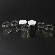 Lot of 7 Glass Jars For Jams or Jellies Approximately 1/2 Pint