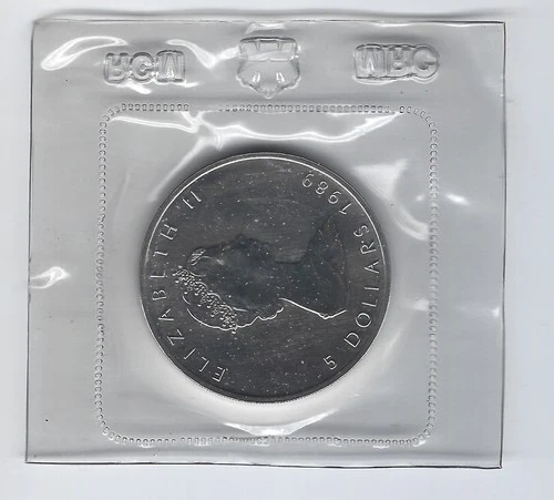 Elizabeth II 1989 Fine Silver 1oz Argent Pur 5 Dollars Coin