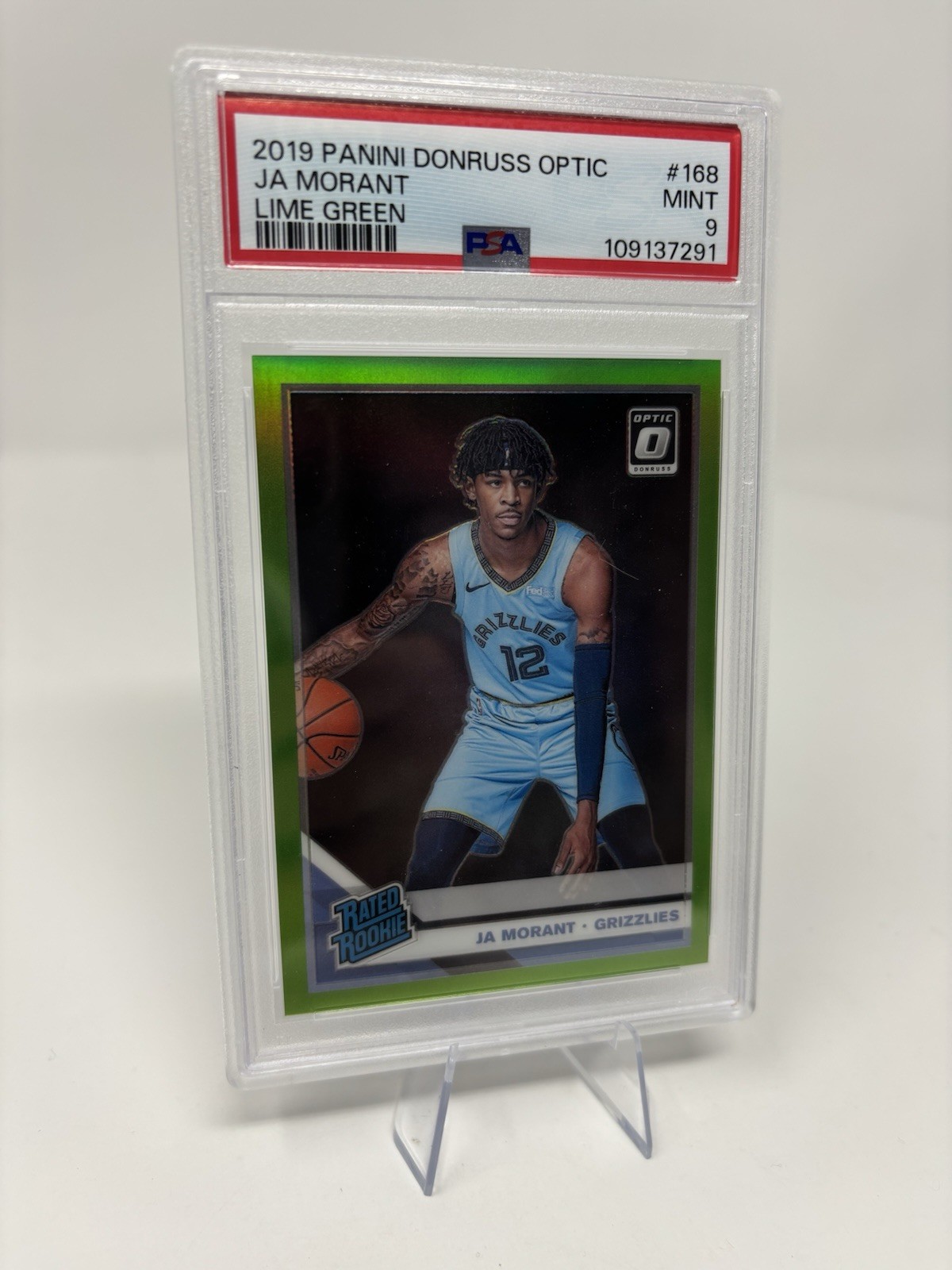 2019-20 Donruss Optic Rated Rookie Ja Morant #168 Lime Green Prizm /149 PSA 9
