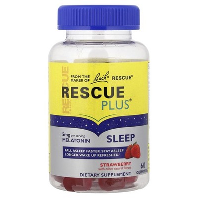 Rescue Plus , Sleep Gummies, Strawberry, 60 Gummies (2.5 mg per Gummy)