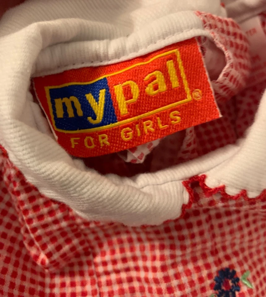 MyPal 3-6 m Vintage Baby Girl or Doll Clothing Dress w/diaper cover Red - Image 3 of 4