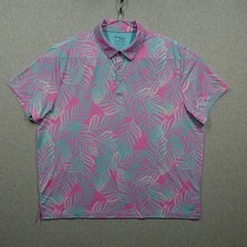 Birdie Bound Polo Shirt Mens 3XL Pink Tropical Leaf Golf Performance Stretch