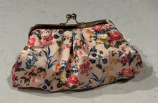Vintage Soft Pink Floral Clutch Cosmetic Bag - NWT!