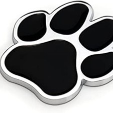 Print Car Decal, 3D Chrome Dog Paw Footprint Metal Sticker for Auto, Motorcycle