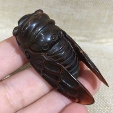 Horn Cicada Pendant Necklace Carved Insect Amulet Jewelry Handcrafted