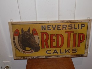 Vintage Red Tip Calks Cloth Store Banner