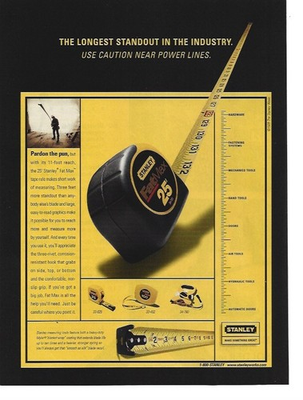 #ad Stanley Fat Max Measuring Tape 2000 Vintage Magazine Print Ad $12.95
