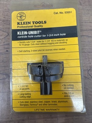 2 Klein Tools 53551  Carbide-Tipped Hole Cutter 1  3/4 Inch New