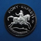 1966 PONY EXPRESS Proof Sterling Silver .925 Art Round - Horse & Rider Mail