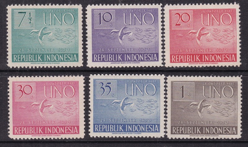 INDONESIA ^^^^^1951 sc# 362-367  MNH "" UPU""  set  @ xga3700indo