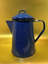 Vintage Blue Speckled Enamel Graniteware Perculator Coffee Pot