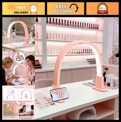 Foldable Half Moon Nail Desk Lamp, Stepless Dimming LED Light for Manicure, Tatt - Image 1 of 4