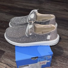 Hey Dude Wendy Metallic Sparkle Shoes Women Size 6 Rose Gold Slip On Comfort NEW