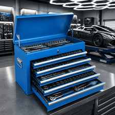 5-drawer Portable Tool Chest Steel Box Cabinet Lockable Mechanic Blue 330lbs