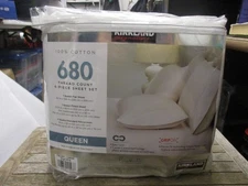 Kirkland Signature 680 Thread Count Sheet Set Queen Size Bright White Open