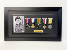Military Medal Frame 5 Medals with Photo & Title Display Case 51x31cm