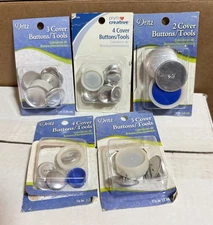 * LOT OF 5 * Dritz Craft Cover Buttons Kit - Multiple Sizes - Aluminum - as seen