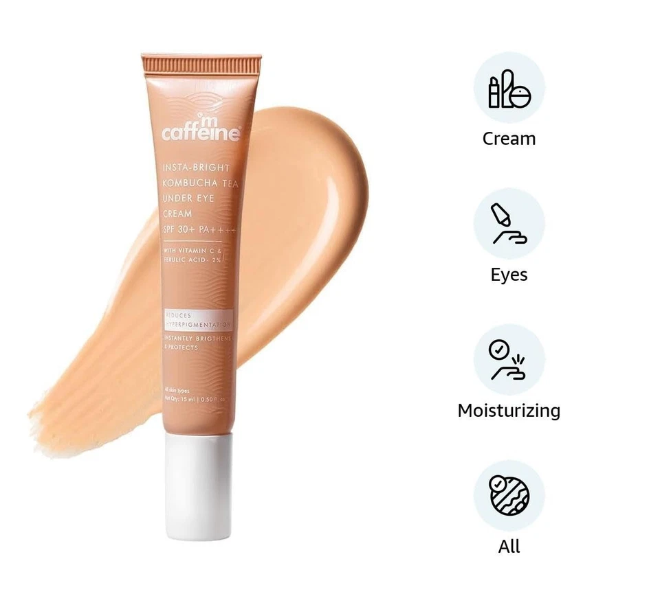mCaffeine Brightening & Colour Corrector Tinted Under Eye Cream | Orange - 15ml - Image 2 of 4