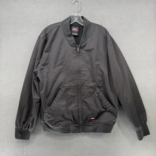 Dickies Mens XL Black Bomber Jacket Workwear Lined Full Zip Pockets Casual