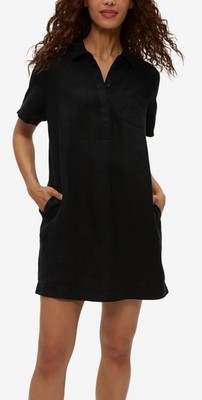 NWOT Michael Stars Ola Utility 100% Linen Mini Shirt Dress Black Size Medium