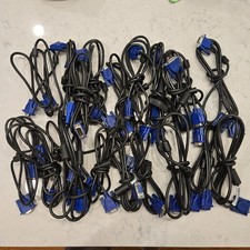 Lot of 20 Male VGA to Male VGA 5FT Cables 15 Pin USED CABLES - FAST SHIPPING 