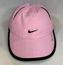 Nike Dri-Fit Hat Youth Cap Adjustable Pink Black Swoosh Running Golf OSFM 4/6X