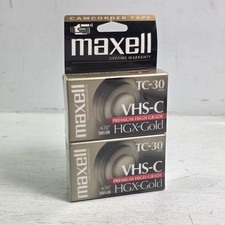 Maxell VHS-C TC-30 HGX-GOLD Premium High Grade Tapes - New Sealed 2 Pack
