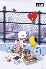 Poster Studio B - BT21 Rooftop Cartoon 24"x36" NEW Wall Art R85359