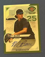 Matt Barr 2025 Panini Prospect Edition Green Auto No. 120 Minnesota Twins