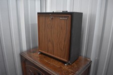 Vintage Magnavox 33 rpm Vinyl Record Leather  Plastic Wood Case Carrier